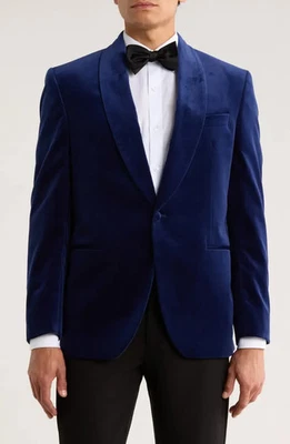 JACK VICTOR Edison Shawl Lapel Velvet Dinner Jacket, Blue, Size 38 R - Image 1 of 4