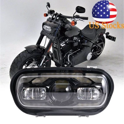 2008-2017 For Harley Dyna Fat Bob FXDF New Coming LED Headlight w/Hi-Lo DRL Lamp - Image 1 of 4