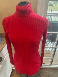 Ann Taylor LOFT Women's Ribbed Mock Neck Long Sleeve Sweater Red Size M NWOT - Picture 1 of 2