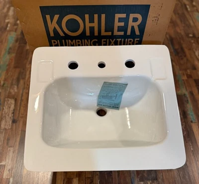 Vintage Kohler New in Box Ceramic White 20x18 Drop In Sink & Hudee Frame #1892 - Image 1 of 4