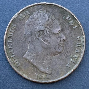 1831 William IV Penny Copper Coin Lot E2 - Picture 1 of 2