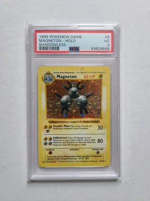 Pokemon Magneton Shadowless PSA 3 VG 1999 Base Set Holo Rare Card #9 - Image 1 of 4
