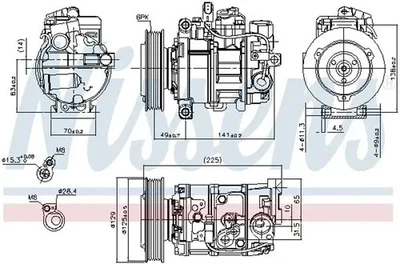 Air conditioning compressor R 134a PAG 46 89209 NISSENS for AUDI A6 C7 A5 A6 C6 - Image 1 of 4