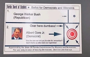 Tarjeta postal de Al Gore para demócratas y analfabetos Florida 2000 S2 - Imagen 1 de 2