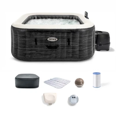 Intex PureSpa Greystone Deluxe Spa Set, 170 Bubble Jet Hot Tub with Cover - Image 1 of 4