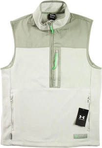 Under Armour Mens Vest M Micro Fleece Maxx Front Zip Mock Neck Pocket Green $80 - Picture 1 of 6
