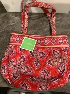 Vtg Vera Bradley “MORGAN “ Frankly Scarlet Red Top Zip Shoulder Bag Purse *RARE* - Picture 1 of 11