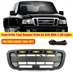 Kühlergrill Oberer Kühlergrill mit 3LED Licht Schwarz Für Ford Ranger 2004 -2011 - Bild 1 von 12