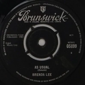 Brenda Lee As Usual / Lonely Lonely Lonely Me 7" Single (1963) Brunswick 05899 - Picture 1 of 2