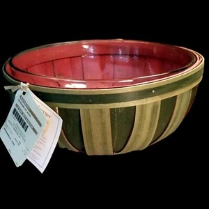 NWT 2013 Longaberger XL Watermelon Bowl Basket Combo Green Rind Red Center Seeds - Picture 1 of 14