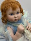 Porcelain Doll Baby Charin Short Red Hair W/ Blue Silk Gown Blue Eyes Stunning