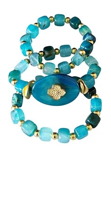 Pulsera Pila Ágata Piedra Natural Azul Foto 1 de 4