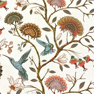895. HUMMINGBIRD with FLOWERS 100% COTTON FABRIC - Picture 1 of 6