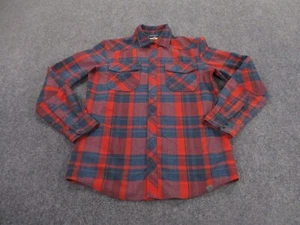 LL Bean Shirt Adult S Red Plaid Flannel Wool Outdoor Hiking Elbow Patch Mens - Picture 1 of 9