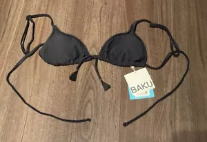 Baku Sz 10 Rococco Triangle BRA027ROO Wireless Bikini Swim Top Nero Black NWT - Picture 1 of 7