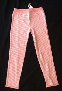 NWT Gap Kids girls coral salmon pink striped leggings pants M 8 - Picture 1 of 3