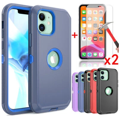 For iPhone XR XS 11 12 Pro Max,12 Pro Max Case Hybrid Armor Cover+Tempered Glass - Image 1 of 4
