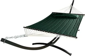 Soporte de hamaca Petra Leisure 15 ft interior/exterior acero negro arco con elegante cama verde - Imagen 1 de 3