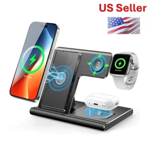 Wireless Charger Stand for iPhone, Smart Watch & AirPods 3-in-1 Fast Charger - Picture 1 of 11