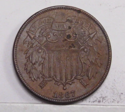 XF 1867 US 2c Two Cent Piece w/ Full "WE".  #118 - Image 1 of 4