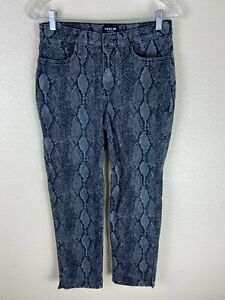 NYDJ Jeans Damen Größe 6 grau schmal gerade Kurven 360 Schlangenhautdruck