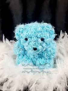 Handmade Mini Baby Rose Bear Artificial Flower Funerals Memorial Wreath Boy Girl - Picture 1 of 7