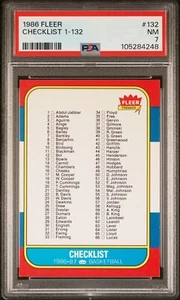 LISTA DI CONTROLLO 1-132 | 1986-87 Fleer #132 | PSA 7 - Foto 1 di 2