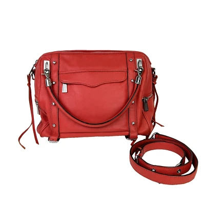 Bolso Bandolera Rebecca Minkoff Cupido Cuero Coral Naranja Bolsillos con Tachuelas Foto 1 de 4