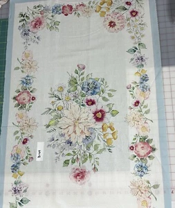 Clothworks Cherish Floral Panel Watercolor Look Cotton Quilt Fabric - Picture 1 of 3