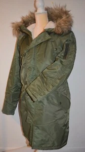 AMERICAN EAGLE AE DAMEN SATIN LANGER PARKA GRÜN OLIV MANTEL JACKE FELL SMALL - Bild 1 von 11