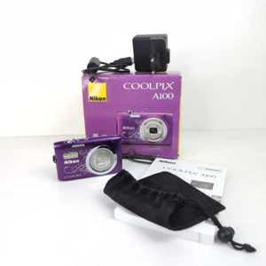 Nikon Coolpix A100 Viola 20.1 MP Completa OTTIME Condizioni con Scatola - Imagen 1 de 17