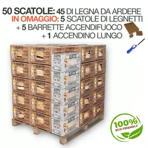 LEGNA DA ARDERE DI ULIVO + ACCENDIFUOCO OMAGGIO-45 box di legna + 5 accendifuoco - Foto 1 di 1