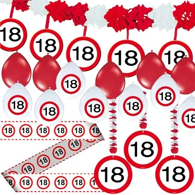18. GEBURTSTAG DEKO SET - 71 TEILE - Verkehrsschild Party Dekoration Ballons XXL - Bild 1 von 4