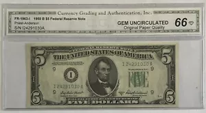 1950 B $5. GEM UNCIRCULATED. PRIEST/ANDERSON. FEDERAL RESERVE NOTE. MINNEAPOLIS - Picture 1 of 5