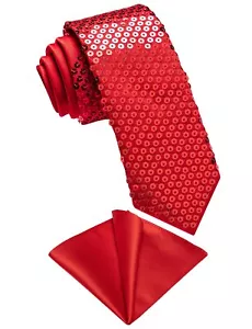 Mens Sequin Skinny Tie and Pocket Square SetShiny Solid Necktie Formal Satin ... - Picture 1 of 8