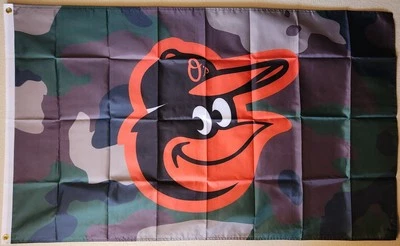 Baltimore Orioles Camo Woodland Camouflage MLB Baseball Flag 3x5Ft W/ Grommets - Image 1 of 2