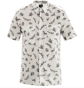 Alexander McQueen Rare 2012 Runway Moth Print Short Sleeved Cotton Shirt Size 50 - Picture 1 of 9