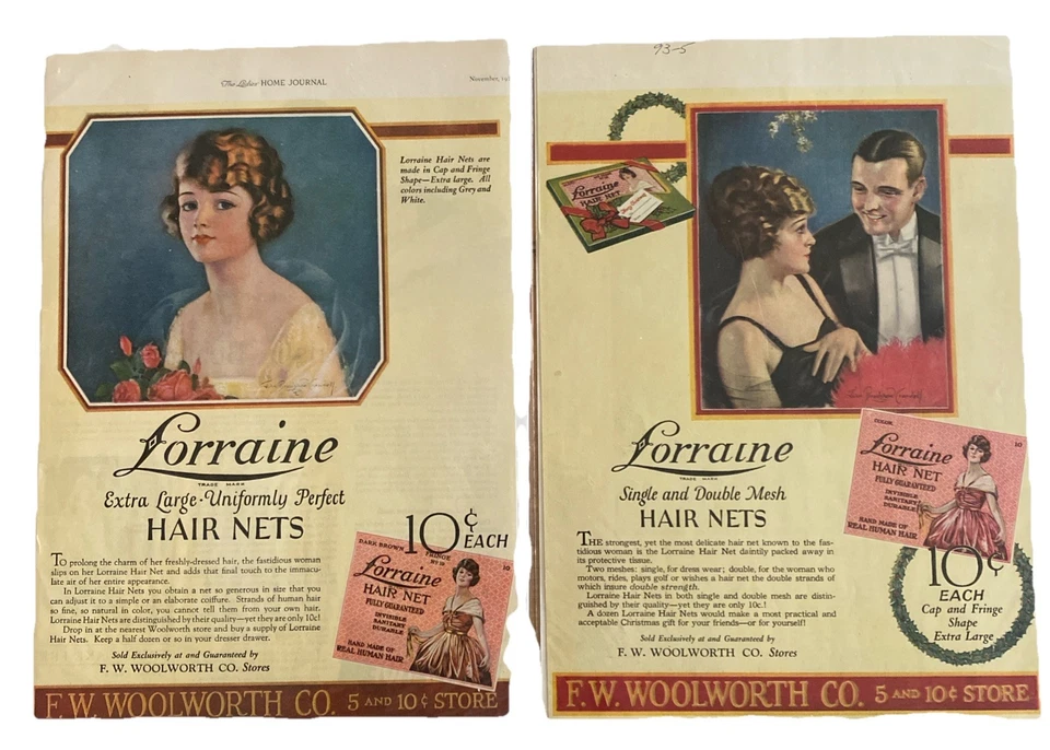 2 anuncios de red para el cabello Gainsborough de 1920 WOOLWORTH Co Flapper salón de belleza Art Nouveau Foto 1 de 4