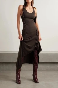 Acne Studios strappy ruffle slip dress S 8 10 VGC Gathered Stretch Jersey Midi - Picture 1 of 13