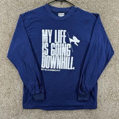 Vintage Downhill Ski Long Sleeve T-Shirt Size XL Single Stitch Steamboat, CO - Image 1 of 4