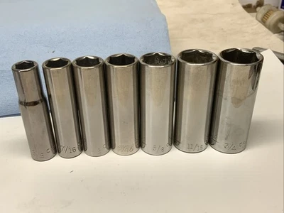 Craftsman 7pc  3/8 Drive 6pt Deep SAE Sockets 3/8in. - 3/4in., G2 Series, USA - Image 1 of 4