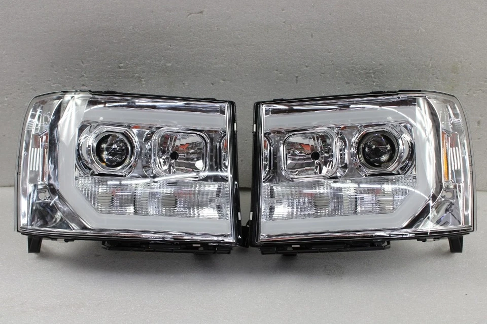 Updated LED Tube Style FITS 07-13 GMC Sierra 1500 2500 3500 Projector Headlights - Image 1 of 1
