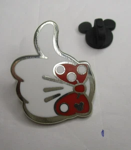 Disney Minnie Mouse Pin weiß Handschuh Daumen hoch Schleife - Bild 1 von 2