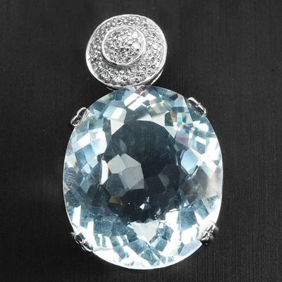 Encantadores colgantes de oro blanco de plata de ley 925 de 29,60 quilates aguamarina azul bebé Foto 1 de 4