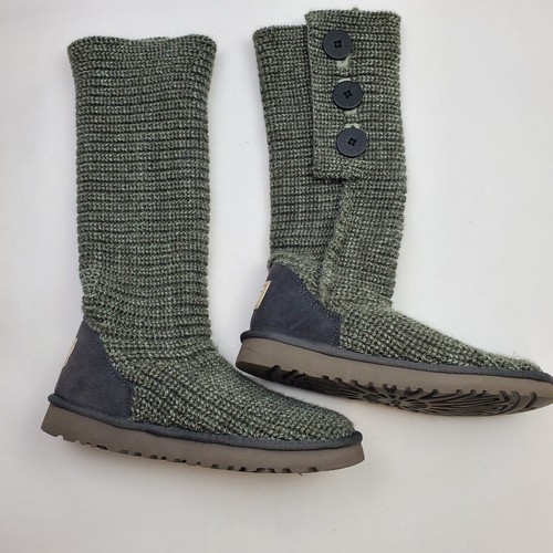 UGG Australia donna 8 stivali classici suola pelle di pecora maglia uncinetto asta lunga