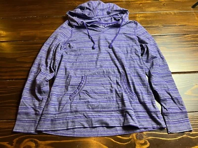 Sudadera con Capucha Made for Life, Para Mujer Talla Mediana, Gris Púrpura, Manga Larga, Rayas Foto 1 de 4