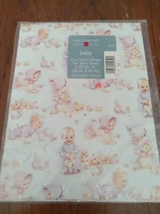 VINTAGE AMERICAN GREETINGS FORGET ME NOT Baby Wrapping Paper Shower - Picture 1 of 3