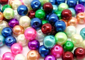 Mix Round Glass PEARLS Beads 200 Pcs -  4mm 100Pcs - 6mm -  50 Pcs - 8mm UK - Picture 1 of 2