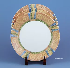 Corning / Corelle SAND ART: Set of 3 Dinner Plates SUPERB! Tan, Blue, Green - Foto 1 di 3