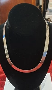 925 Sterling Silver 18" Long, 3/8" Wide  MILOR Herringbone  Necklace Vintage - Picture 1 of 6